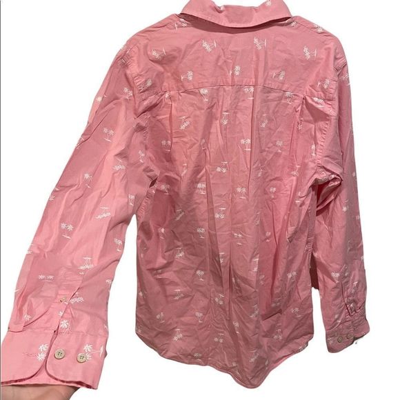 Crown & Ivy Men’s Classic Fit Pink & White Palm Tree Long Sleeve Button Up Shirt - Picture 3 of 6